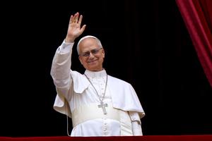 Pope Leo XIV delivers the Regina Caeli prayer in St. Peter's Square on May 11, 2025, in Vatican City, Vatican. His inauguration Mass is on May 18.  