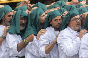 Marchers participate in the grand procession of the Jubilee of Confraternities in Rome, Saturday, May 17, 2025