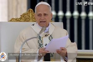 Pope Leo XIV celebrates his Inaugural Mass on May 18, 2025, with thousands gathered in St. Peter's Square.