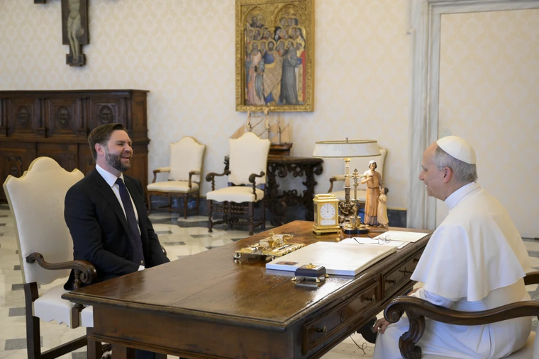 Pope Leo XIV meets with U.S. Vice President JD Vance on May 19, 2025.