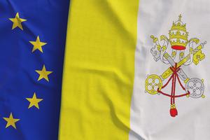 Vatican and EU flags