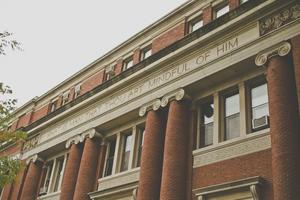 Psalm 8:5 adorns a building on the campus of Harvard University.