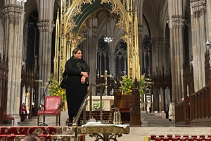 Antonia Salzano Acutis speaks to the faithful in New York City on Thursday, May 29, 2025.