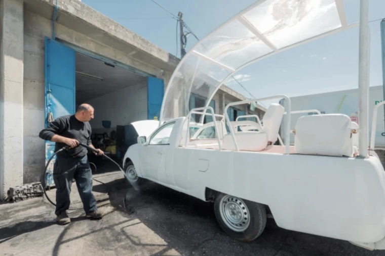 The popemobile used by Pope Francis during his visit to Bethlehem in 2014.