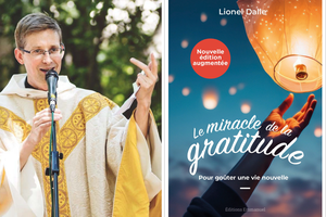 L to R: Father Lionel Dalle and his book cover