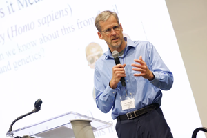 Daniel Kuebler, a professor of biology at Franciscan University, speaks at the 2025 Society of Catholic Scientists conference on June 7, 2025.