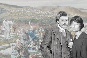 Left: James Tissot (1836-1902), “The Healing of Ten Lepers,” Brooklyn Museum. Right: Dorothy Day and G.K. Chesterton.
