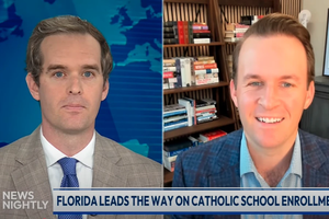 Tommy Schultz, CEO of the American Federation for Children (right), speaks to “EWTN News Nightly” anchor Mark Irons on Friday, June 6, 2025.