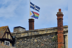 'Pride' flag flies on top of one of the oldest schools in the world during June 2025.