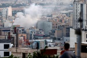 Smoke billows from an explosion in southwest Tehran on June 16, 2025. Iran’s state broadcaster was briefly knocked off the air by an Israeli strike and explosions rang out across Tehran on June 16 after a barrage of Iranian missiles killed 11 people in Israel on the fourth day of an escalating air war. 
