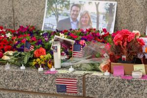 A makeshift memorial for Minnesota state Rep. Melissa Hortman and her husband, Mark, is seen at the Minnesota State Capitol on June 16, 2025, in St. Paul. 