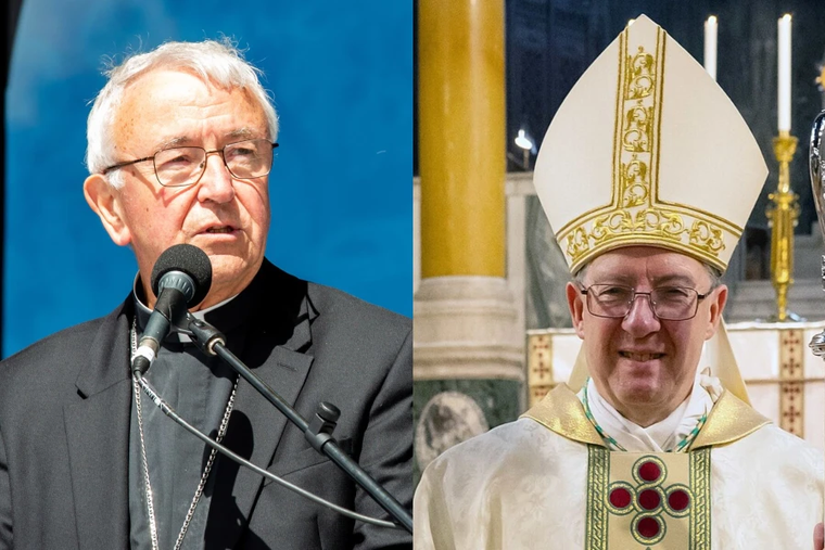 Cardinal Vincent Nichols, archbishop of Westminster, England (left), and Archbishop John Sherrington of Liverpool.