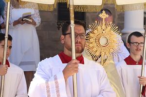 Eucharistic procession underway.