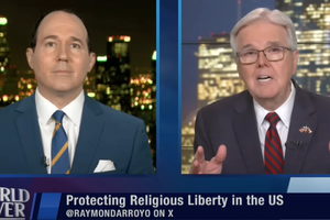 Texas Lt. Gov. Dan Patrick, chair of the United States’ recently created Religious Liberty Commission, talks with Raymond Arroyo on “The World Over” on June 19, 2025.