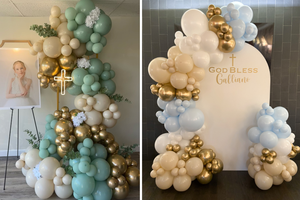 Catholic entrepreneur and mother of four Daniella Delaney works on balloon creations for celebrations of all kinds, including the sacraments.