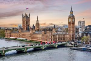 The British Parliament building in London. 