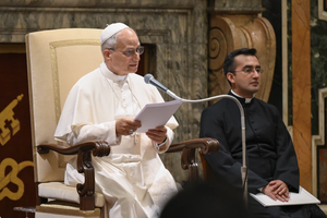 Pope Leo XIV addresses members of the Reunion of Aid Agencies for the Oriental Churches (ROACO by its Italian acronym) — the operational arm of the Holy See that provides assistance to the Eastern Churches — on June 26, 2025, at the Vatican.