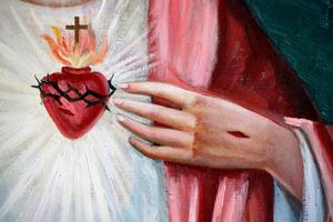 Painting of the Sacred Heart of Jesus on the walls of The Visitation Monastery in Marclaz, France.