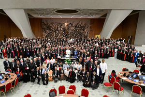 Participants of the Synod on Synodality gather for a group photo on Oct. 26, 2024.