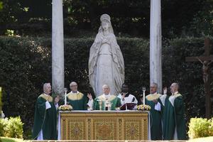 Pope Leo celebrates Mass for the Care of Creation at Castel Gandolfo on July 9, 2025. 