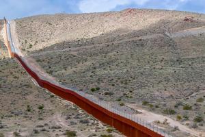 The U.S.-Mexico border wall is seen in Jacumba Hot Springs, California.