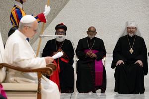 Pope Leo XIV addresses participants of the Jubilee of the Eastern Churches on May 14, 2025.