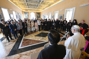 Pope Leo XIV on Thursday met with a U.S. ecumenical group, led by Cardinal Joseph Tobin and Greek Orthodox Archbishop Elpidophoros of America, encouraging them to “return to the roots of our faith” in their pilgrimage to Italy and Turkey. July 17, 2024.