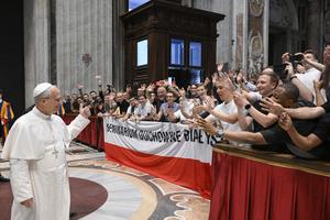 Pope Leo greets participants of the Jubilee of Seminarians on June 24, 2025.