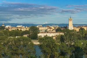 The skyline of Valence, France, is seen with the Cathedral of St. Apollinaris at its center.