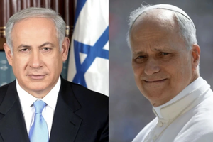 L to R: Benjamin Netanyahu, prime minister of Israel, and Pope Leo XIV