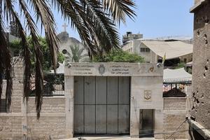 A view of the damage to Holy Family Church in Gaza City following an Israeli strike on the church in the Zeitoun neighborhood of Gaza City on July 17, 2025. The Latin Patriarchate of Jerusalem said an Israeli strike on Gaza’s only Catholic church killed three and injured several people on July 17, including the parish priest, as well as causing damage to the building. 
