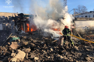 Market in Shevchenkove settlement in Kharkiv Oblast of Ukraine after a 2023 Russian rocket strike