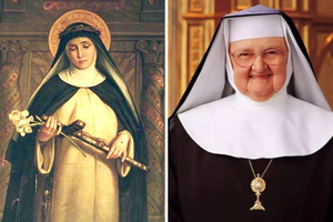 L to R: St. Catherine of Siena and Mother Angelica
