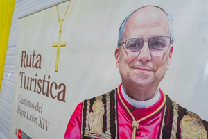 The poster for the presentation of the Pope Leo XIV tourist route in Peru.