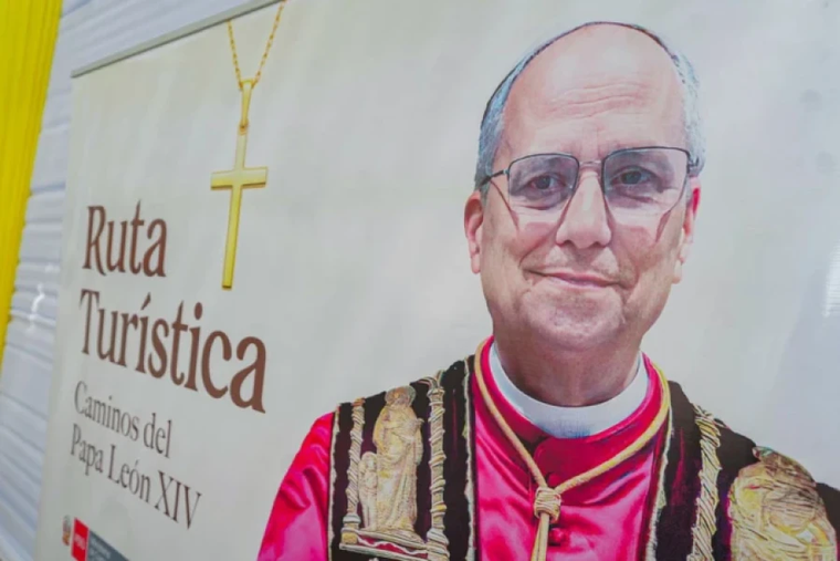 The poster for the presentation of the Pope Leo XIV tourist route in Peru.