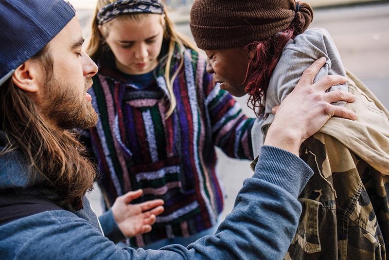 Young people pray