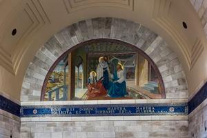 Mozaik u crkvi u Bethany, Izrael, obilježava dom Sts. Marija, Martha i Lazar, Isusovi prijatelji Mozaik u crkvi u Bethany, Izrael, obilježava dom Sts. Marija, Martha i Lazar, Isusovi prijatelji