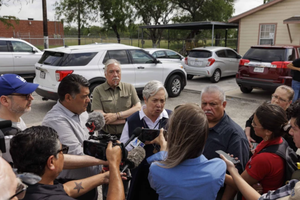 Catholic Charities of the Rio Grande Valley Executive Director Sister Norma Pimentel speaks to reporters on May 8, 2023, in Brownsville, Texas. 