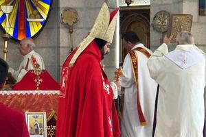 Bishop Yaacoub Camil Afram Antoine presides over a Mass celebrating the launch of the Association of Hebrew Catholics on Aug. 8, 2025, at St. Thomas Syriac Catholic Church in Jerusalem.