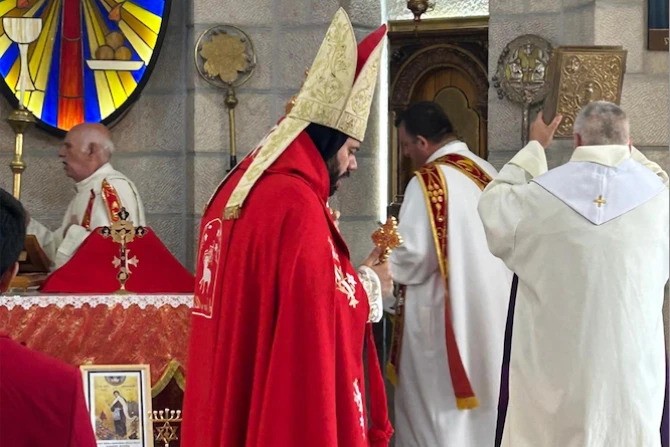 Bishop Yaacoub Camil Afram Antoine presides over a Mass celebrating the launch of the Association of Hebrew Catholics on Aug. 8, 2025, at St. Thomas Syriac Catholic Church in Jerusalem.