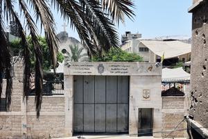 Holy Family in Gaza City is seen July 17 following an Israeli strike on the church.