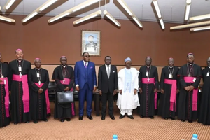 Some members of the National Episcopal Conference of Cameroon (NECC) meet with the minister of state, secretary-general at the presidency.