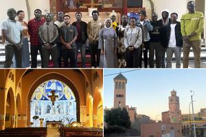 Clockwise from Top: Anglophone Ministry retreat in Fes; exterior of the Church of the Holy Martyrs in Marrakech; interior of the Church of the Holy Martyrs in Marrakech.