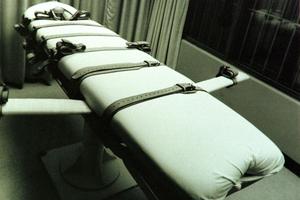 A gurney used to execute prisoners by lethal injection; called the Death Chamber, the gurney is housed in the Huntsville Unit in Huntsville, Texas. 