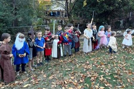 Children in Cheverly, Maryland, dress like saints.
