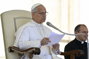 Pope Leo XIV addresses pilgrims during his general audience on July 30, 2025, in St. Peter’s Square at the Vatican.