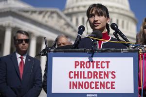 Chloe Cole, a detransitioner, speaks during a news conference on Capitol Hill, Sept. 20, 2022, in Washington. Cole told the Register why gender ideology is so harmful.