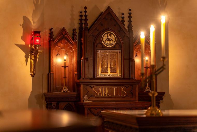 Main altar designed and crafted by John Hayden for St. Matthew’s parish in Kalispell, Montana.