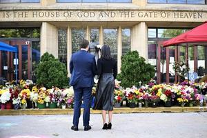 "I have never had a day that will stay with me like this day did," said U.S. Vice President JD Vance following his visit with parents and victims of the shooting at Annunciation Catholic Church in Minneapolis, Minnesota. The Vances are shown here outside the church during their Sept. 3, 2025 visit. 