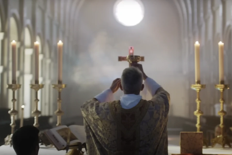 Mass at St. Michael’s Abbey in California.